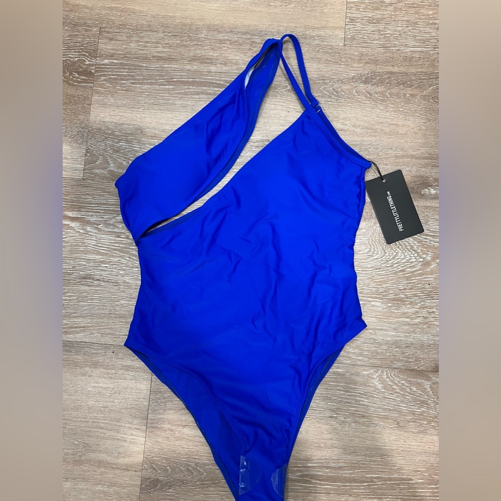 PrettyLittleThing Cobalt Blue one-shoulder swimsuit